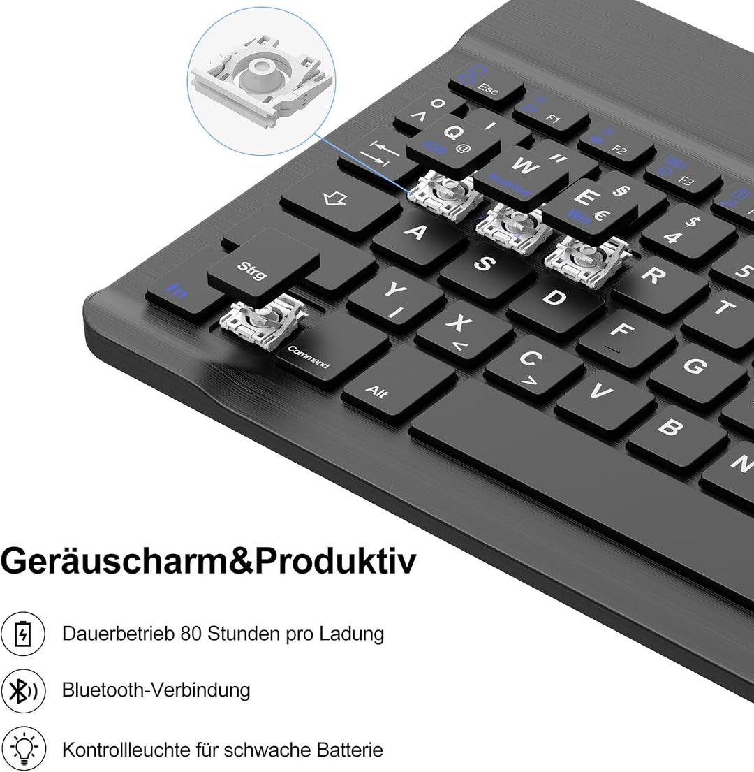 Hülle mit Tastatur für iPad Air 11 Zoll M4/M3/M2 (2024-2026), Schwarz Schwarz Air 11, Schwarz Air 11