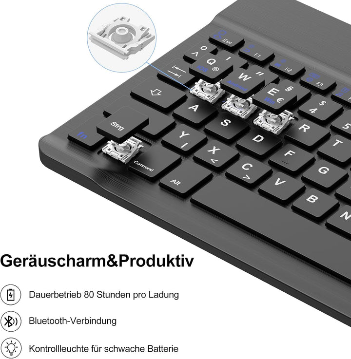 Hülle mit Tastatur für iPad Air 11 Zoll M4/M3/M2 (2024-2026), Schwarz Schwarz Air 11, Schwarz Air 11