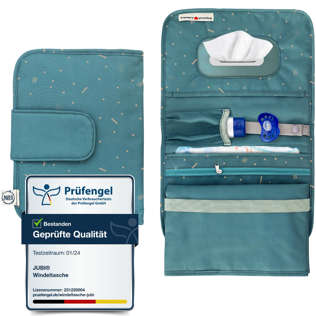Jubi® Baby Windeltasche mit Wickelunterlage für unterwegs mit extra viel Platz - Kleine Wickeltasche