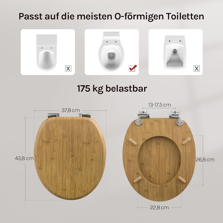 WOLTU #2 Premium WC-Sitz Toilettensitz mit Absenkautomatik, MDF Holzkern, Softclose Scharnier, Antib