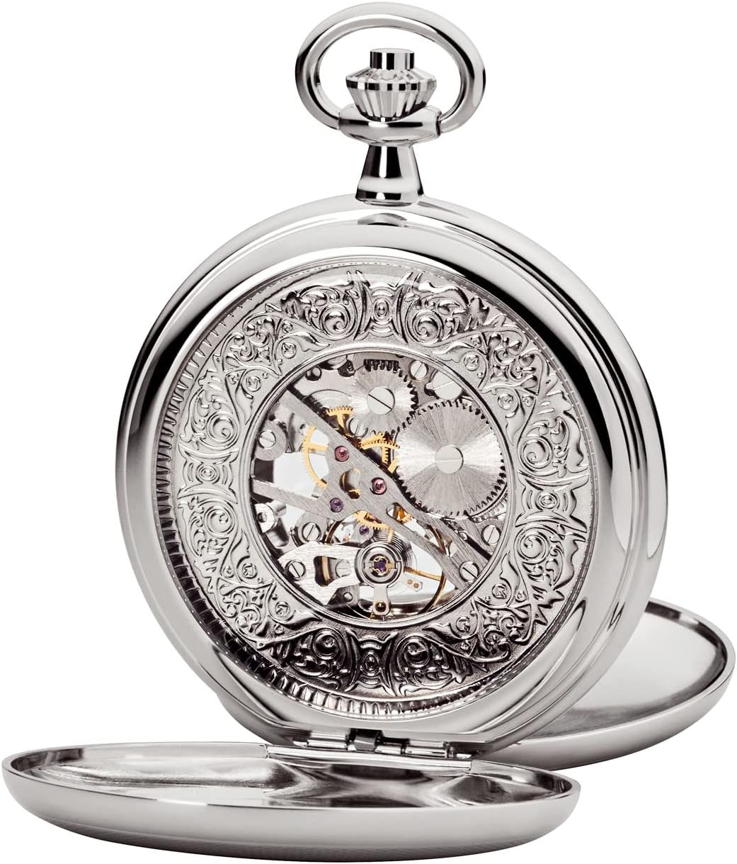 Regent Herren Taschenuhr Savonnette Skelett 51 MM Mechanischer Handaufzug Römische Zahlen in verschi