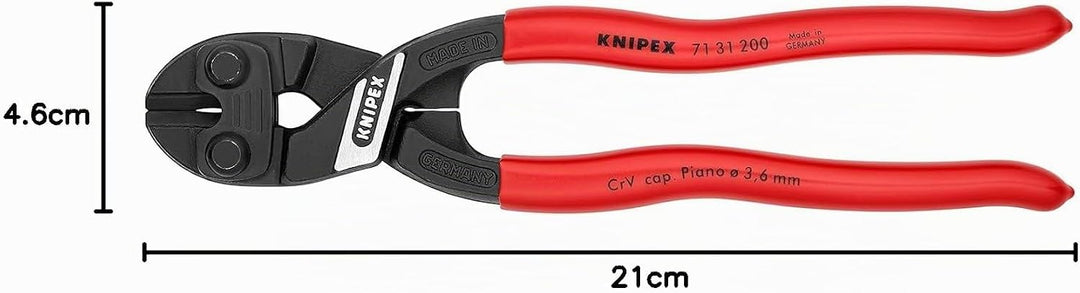 Knipex CoBolt® Kompakt-Bolzenschneider schwarz atramentiert, mit Kunststoff überzogen 200 mm 71 31 2
