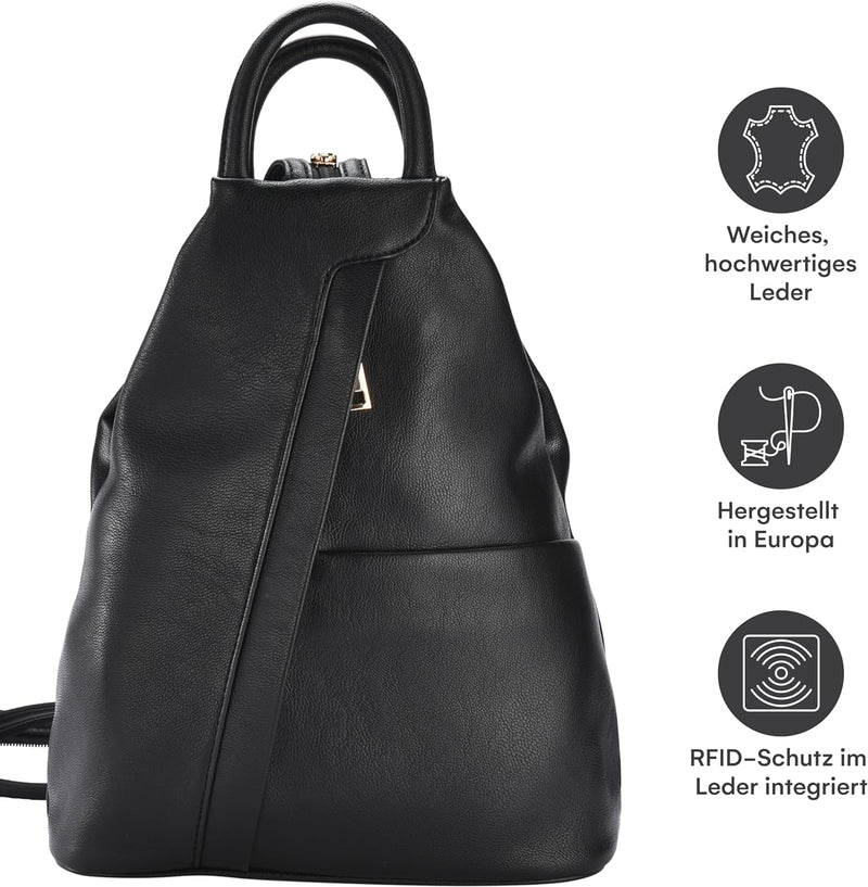 DONBOLSO Damen Rucksack Tasche Umhängetasche Lederimitat 2-in-1 - Ledertaschen Frauen mit verstärkte