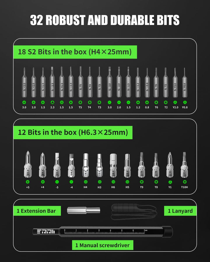 Elektrischer Schraubendreher, 36 in 1 Mini Electric Screwdriver set, Akku Schraubendreher set mit H4