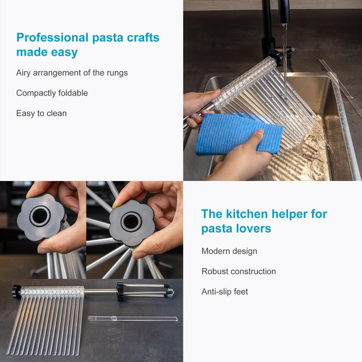 Intirilife Nudeltrockner 50cm 14 Sprossen -silber- Nudelständer zum Trocknen von Pasta zusammenklapp