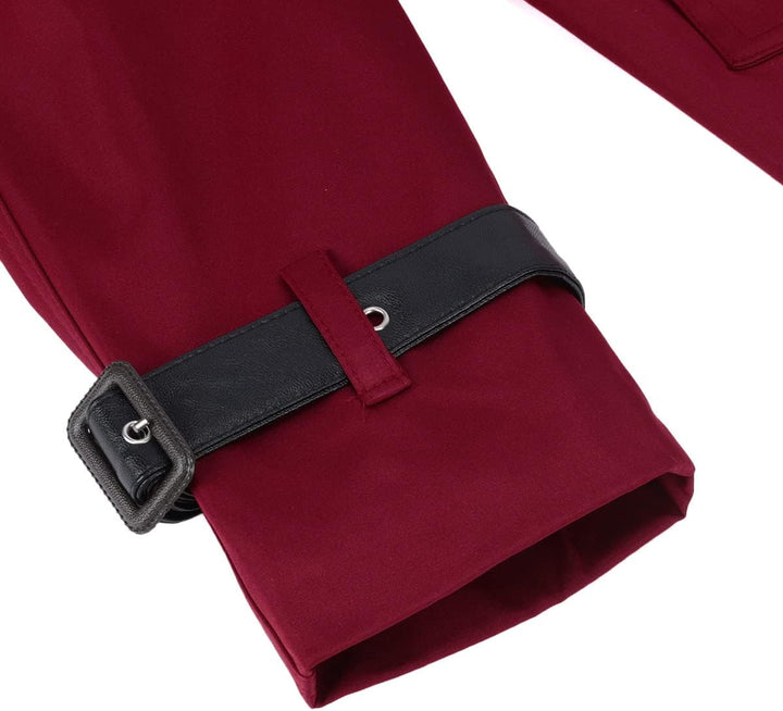 AOWOFS Herren Zweireihiger Trenchcoat mit Gürtel Revers Lang Mantel Business Jacke Frühling Übergang