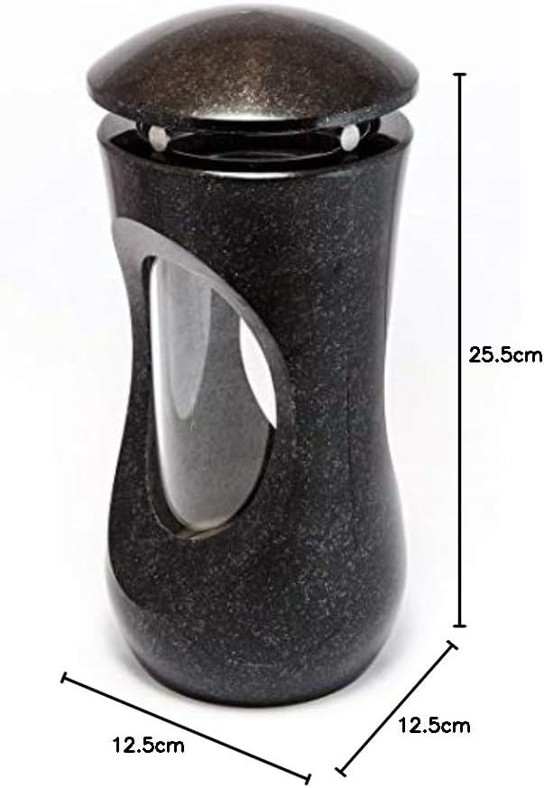 Afterglow Stilvolle Grablampe Classic aus echtem Granit Schwedisch Black Höhe 25 cm/Ø 12,5 cm cm Gra
