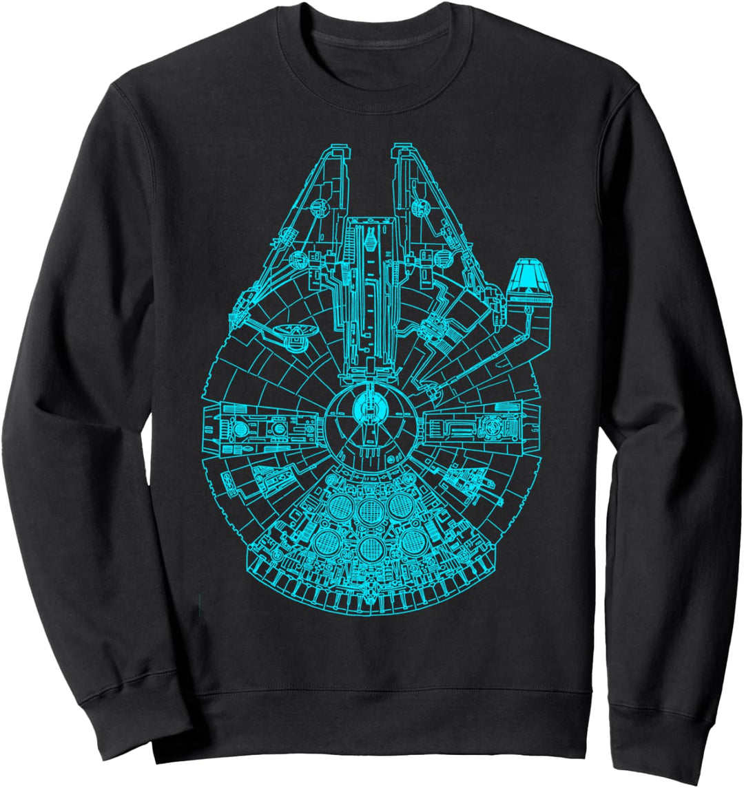 Star Wars Millennium Falcon Blue Outlined Poster Sweatshirt
