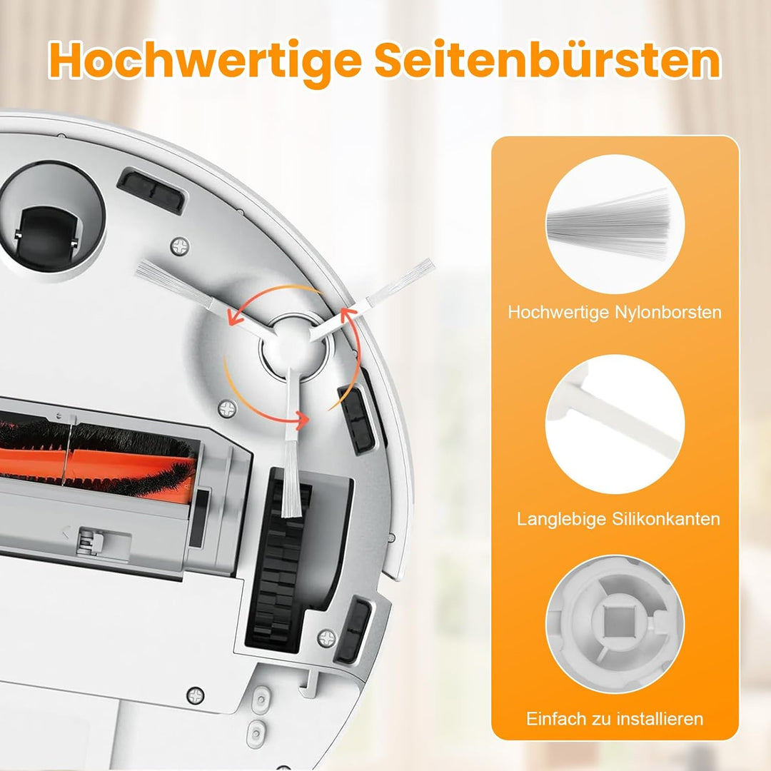 27 Stück Zubehör-Set für Xiaomi X20+ / X10 Plus Saugroboter | 2 Hauptbürsten + 6 Staubbeutel + 6 Fil