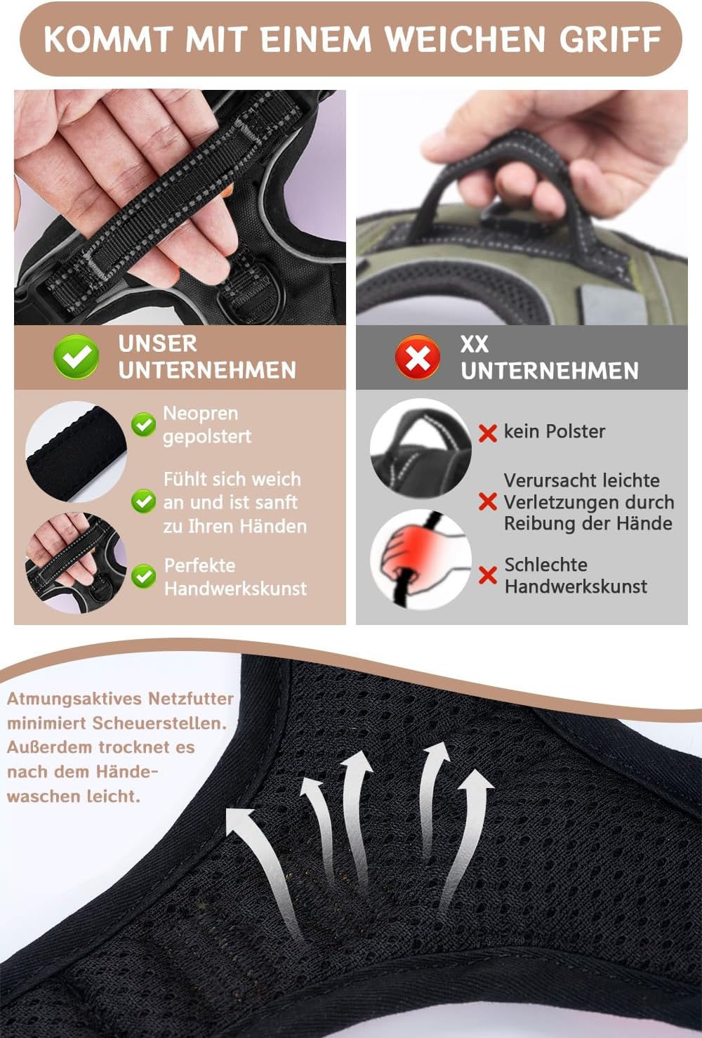 BaoCheng Hundegeschirr Anti Zug Hundegürtel,Kleine/mittlere/grosse Hunde,Atmungsaktives Mesh, Einfac