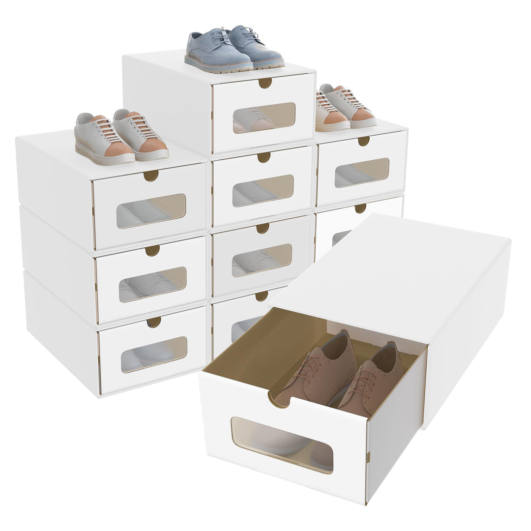 Schuhbox mit Sichtfenster & Schublade 10er Boxen-Set Aufbewahrungsbox Schuhkiste Schuhschachtel Schu