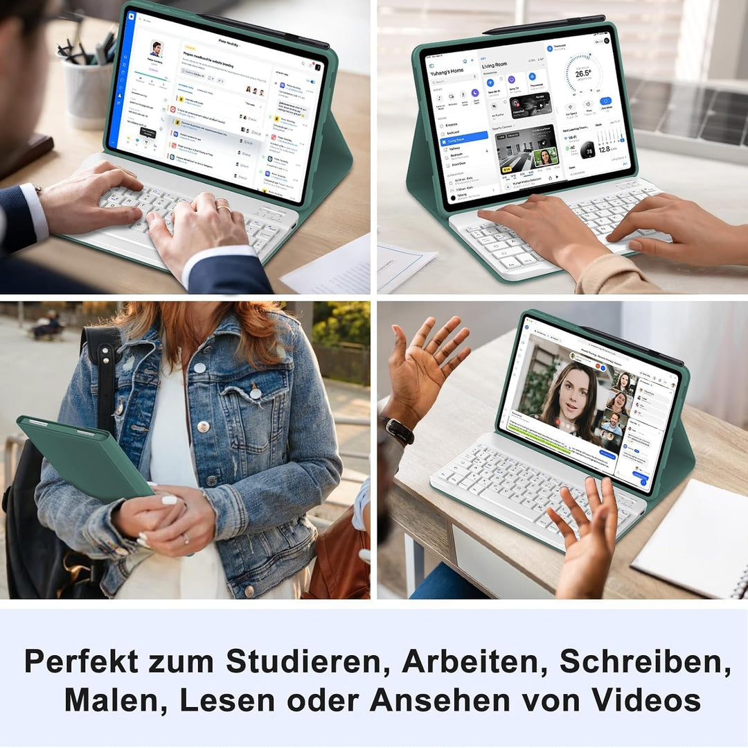 Hülle mit Tastatur für Honor Pad X9a 2025 11,5 Zoll, Abnehmbare Bluetooth Tastatur mit Deutschem QWE