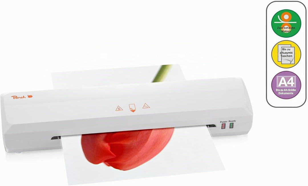 Peach 3 in 1 Laminierset inklusive Laminiergerät, Rollenschneider, Lineal und Folien - für Heim und