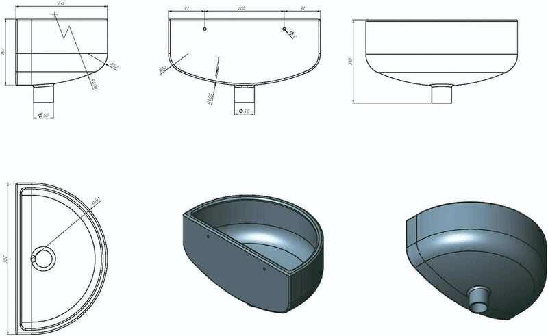 Varile Premium-Set Waschbecken aus Kunststoff für Garten & Keller inkl. Abflusssieb-Haarsieb aus Kun