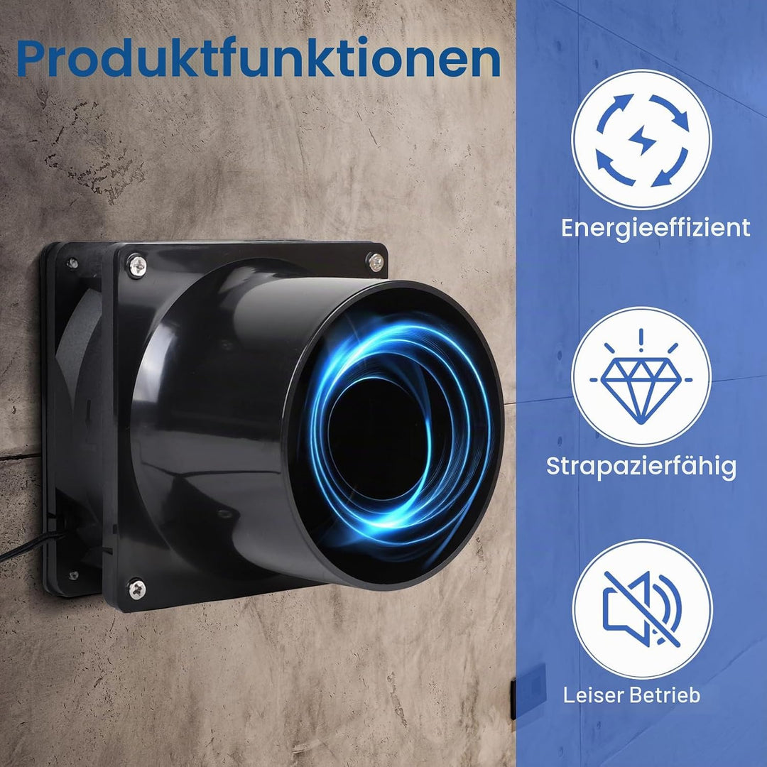 CPROSP Abluftventilator 100mm mit Geschwindigkeitsregler, Rohrventilator, Rauchabzug Ventilator mit