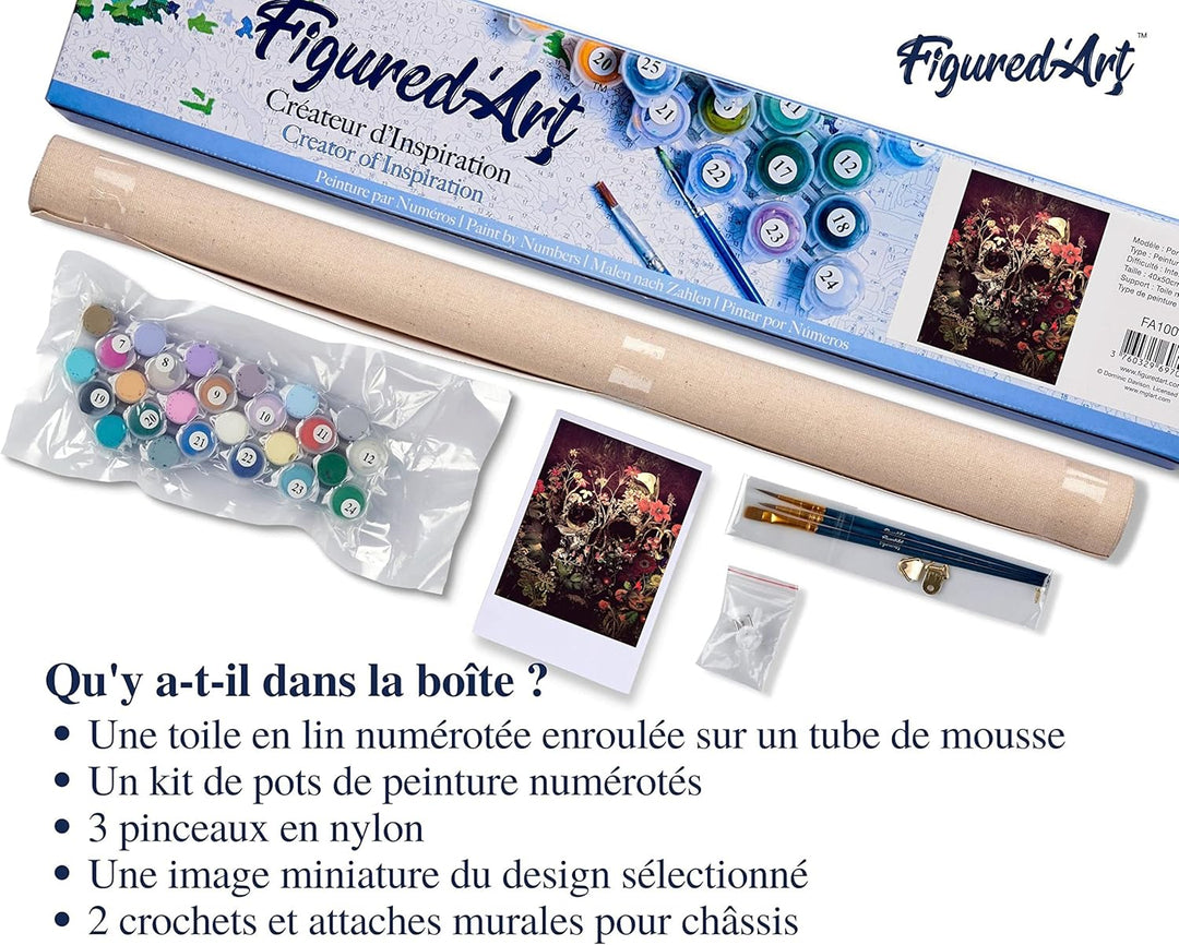 Figured'Art Malen Nach Zahlen Erwachsene Mit Rahmen Vase Pfingstrosen - Paint by Numbers Basteln DIY