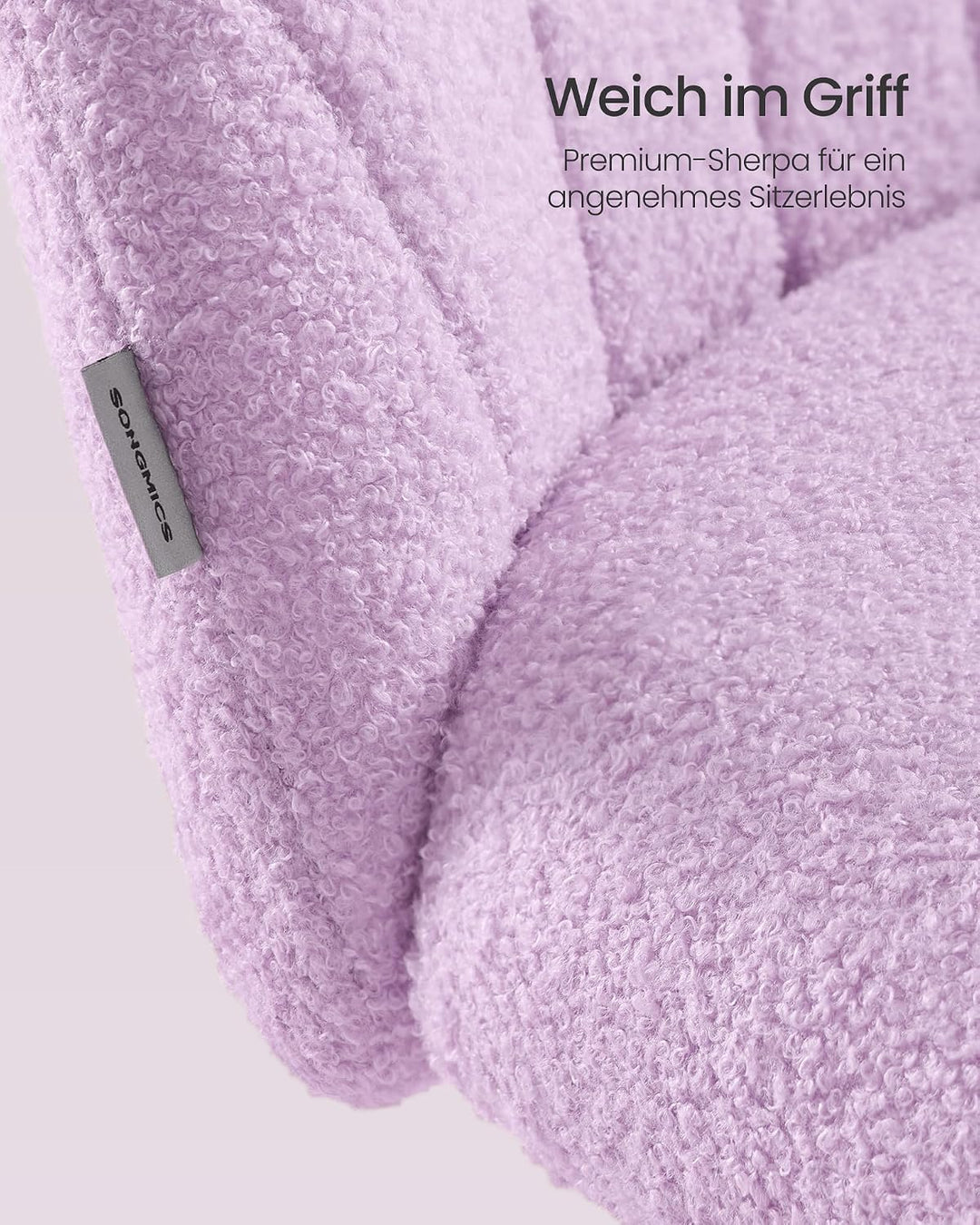 SONGMICS Homeoffice-Stuhl, Schminkstuhl aus Teddy-Fleece, Schreibtischstuhl, Schaumstoffpolsterung,