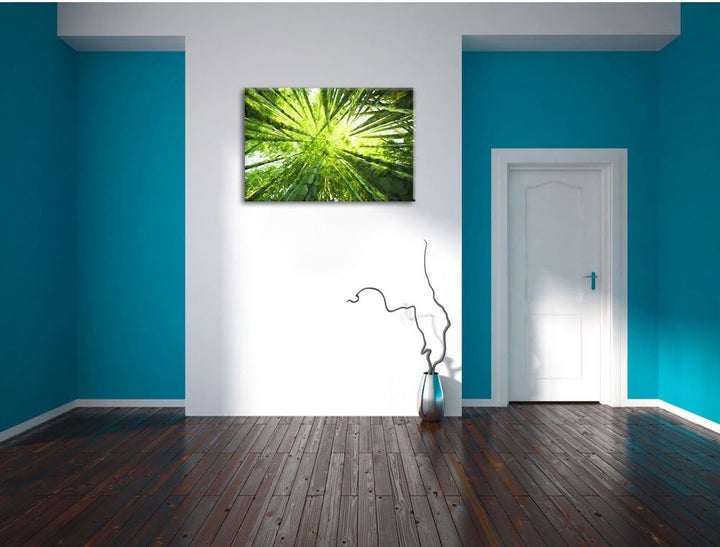 Pixxprint Grüner Bambus Kunst als Leinwandbild | Grösse: 100x70 cm | Wandbild | Kunstdruck | fertig