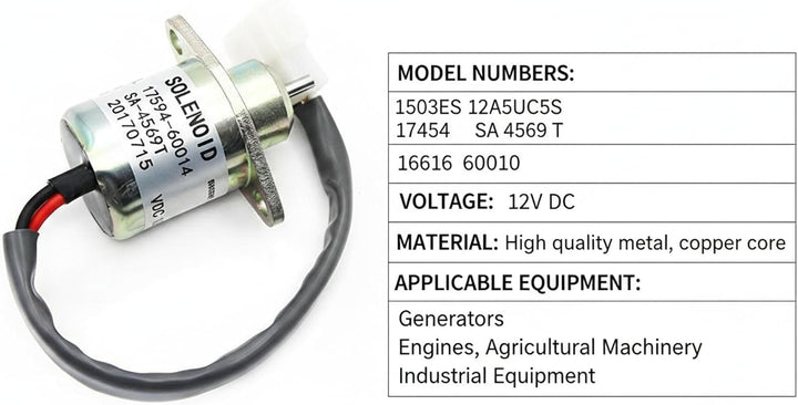 SINOCMP 1503ES-12A5UC5S 17454-60010 Magnet SA-4569-T 16616-60010 Brennstoffabschaltung 12V für Kubot