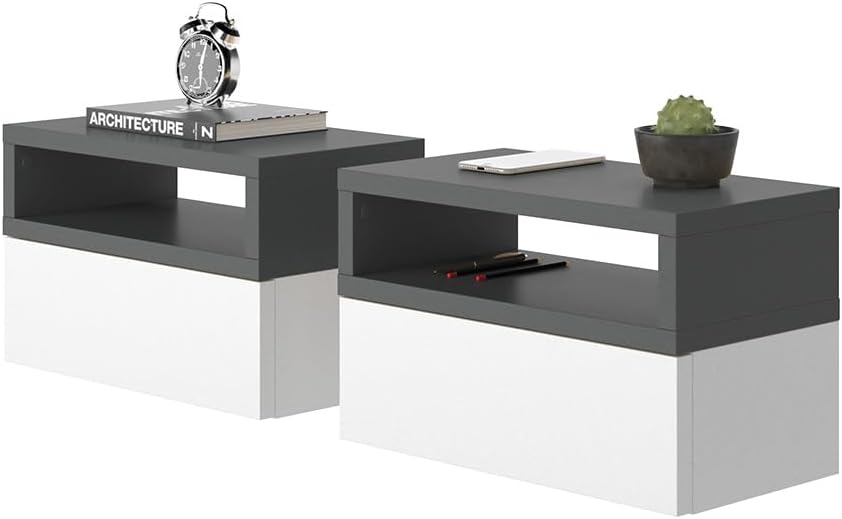 Vicco Nachttisch Urbano, Anthrazit, 45 x 28 cm 2er Set Anthrazit 2er Set, Anthrazit 2er Set