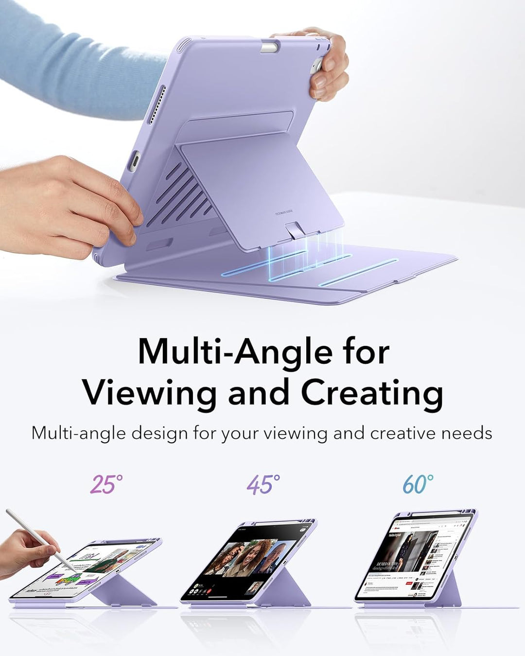 ESR Hülle für iPad Air 13 Zoll (2026/2025/2024) M4/M3/M2, Vertikale Stand, Mehrere Standwinkel, Ultr