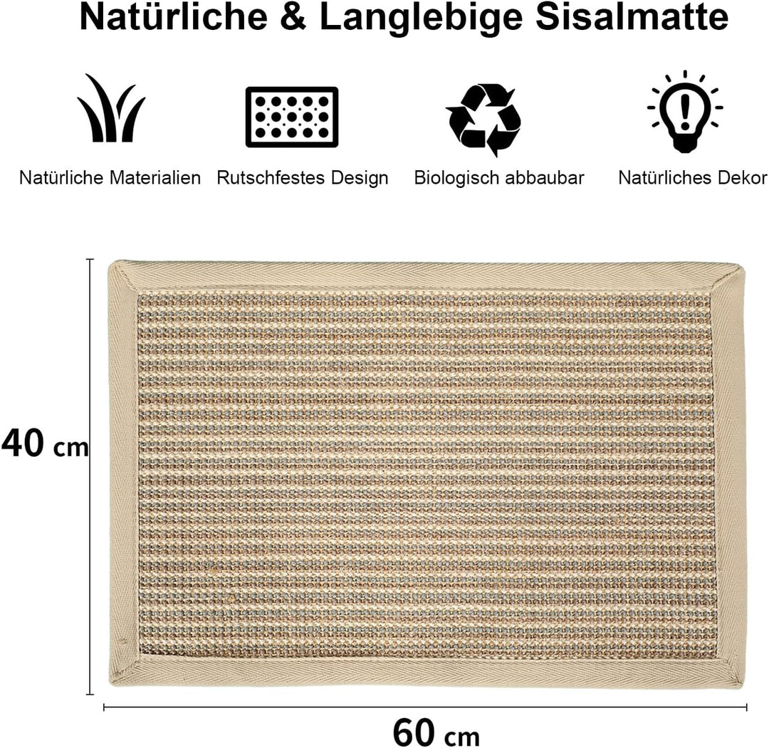 FUKUMARU Kratzmatte Katze, natürliche Katzenkratzbretter Sisal Kratzteppich,widerstandsfähig Katzenm
