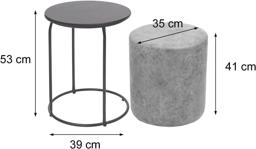 Mendler 2er-Set Sitzhocker und Beistelltisch HWC-K48, Kaffeetisch Tisch Hocker, MVG-Zertifiziert MDF