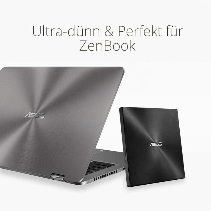 ASUS ZenDrive U9M Schwarz – USB 2.0/USB-C Slim Externer DVD-Brenner Optische Disc 8X Speed Re-Writer