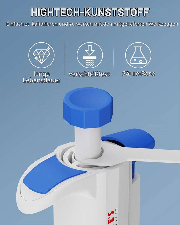 1-5ml Pipetten Pipettor 1000-5000μl Micropipette Mikropipette Labor Einkanal Pipettierer Mikroliterp