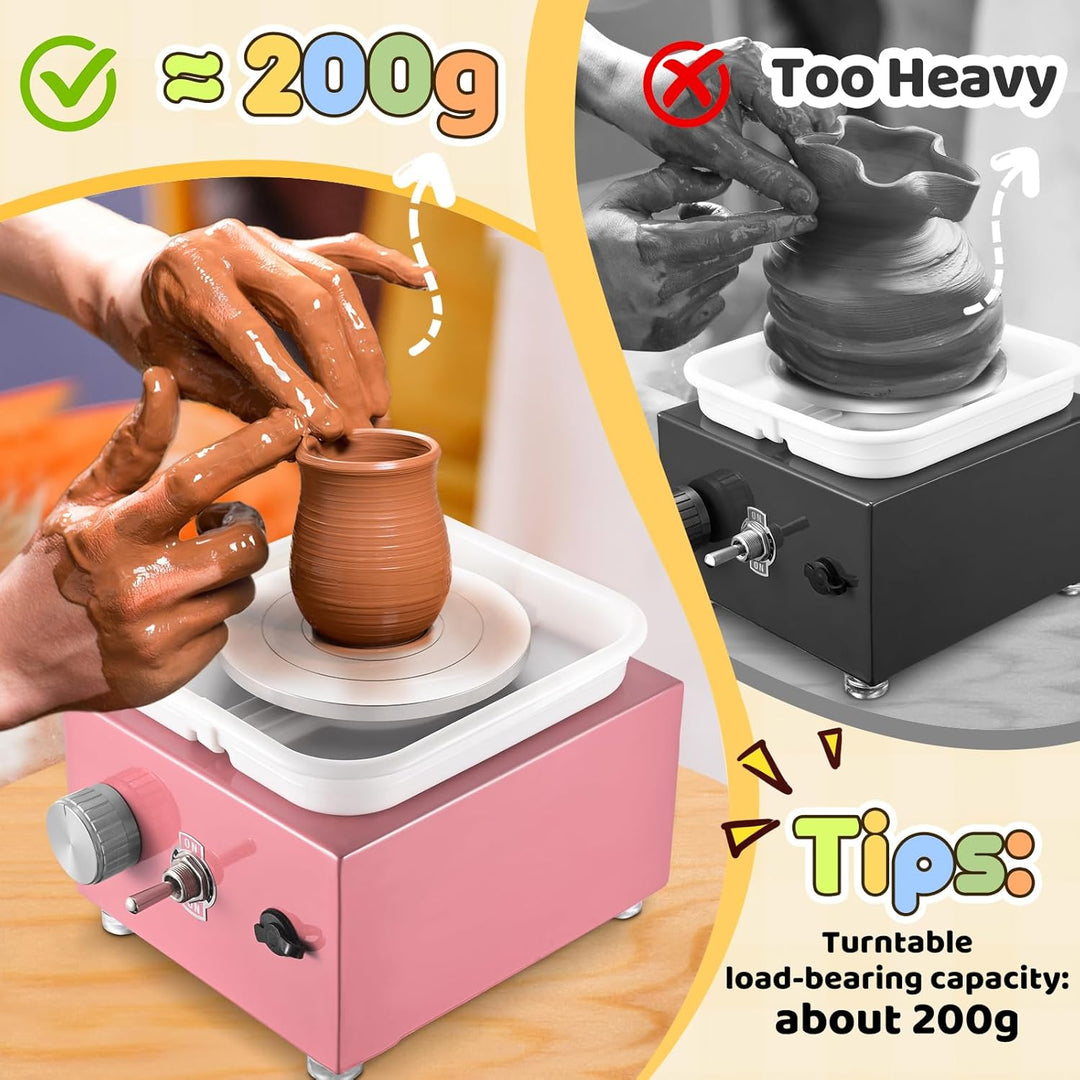 Mini Elektrisch Töpfermaschine, Couleeur 2000RPM 10/6.5CM Einstellbare Geschwindigkeit Metall-Drehte