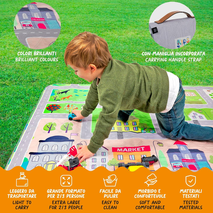 Lustig Picknickdecke Wasserdicht Faltbar für Kinder - Spielzeugautobahn Outdoor Camping Decke Mädche