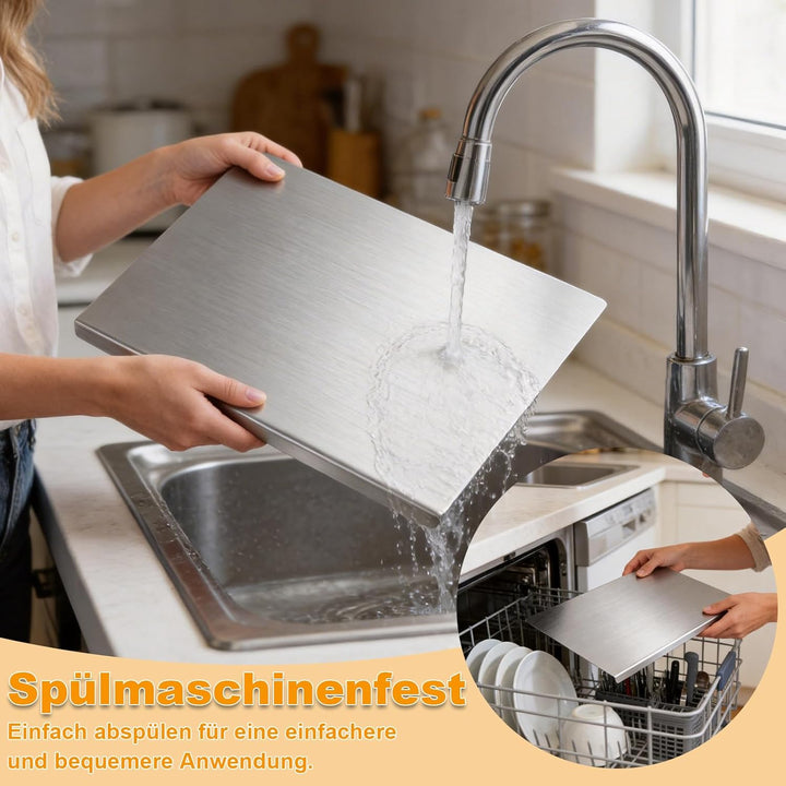 Edelstahl Schneidebrett mit Kante 40x 50cm, Edelstahl Arbeitsplatte Gross, Metall Schneidebrett Teig