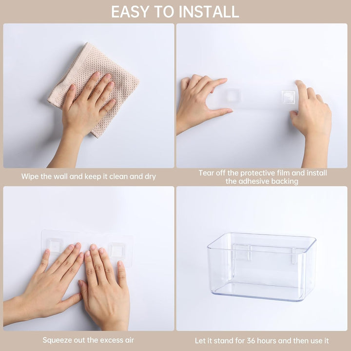 PAVSTINE Duschablage ohne Bohren Transparent, 2 Stück Duschregal Badezimmer Organizer mit Ablauföffn