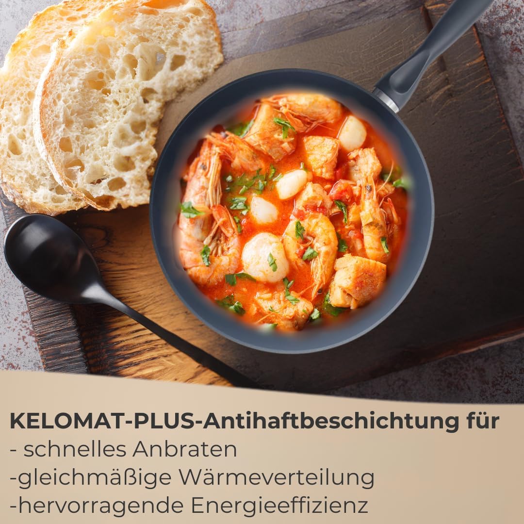 Riess Kelomat Wokpfanne 28 cm - Beschichtete Antihaftpfanne in Blau, schnelle Hitzeverteilung