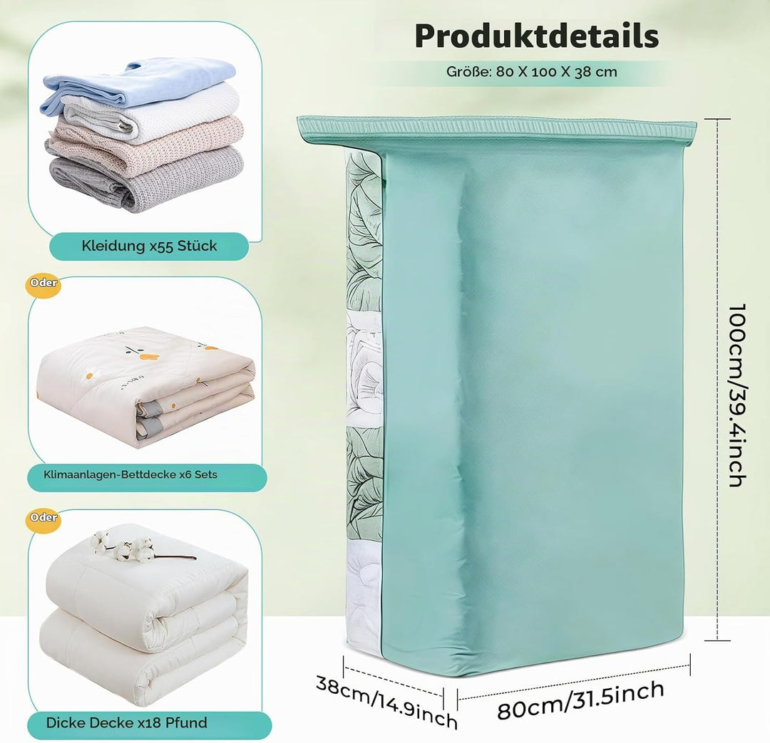 4 Pack Würfel Vakuumbeutel für Kleidung, Jumbo (80x100x38 cm), Wiederverwendbar Cube Vakuumbeutel fü