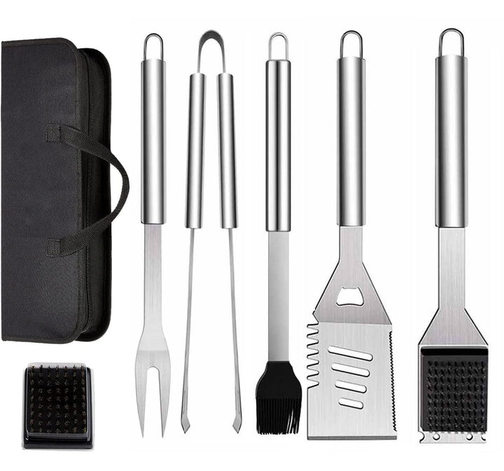 ZWMYF Edelstahl Grillbesteck-Set 6-TLG Professionelle Grill Bestecksets in Tragetasche BBQ Grillwerk