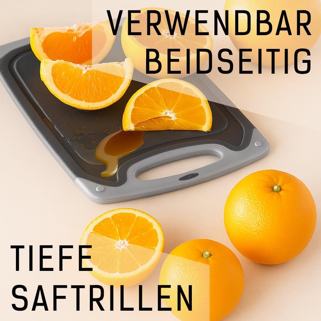 Frühstücksbrettchen 6er Set + 1 Brettchen, 25 x 15 cm, Schneidebrett Set, beidseitig, rutschfest mit