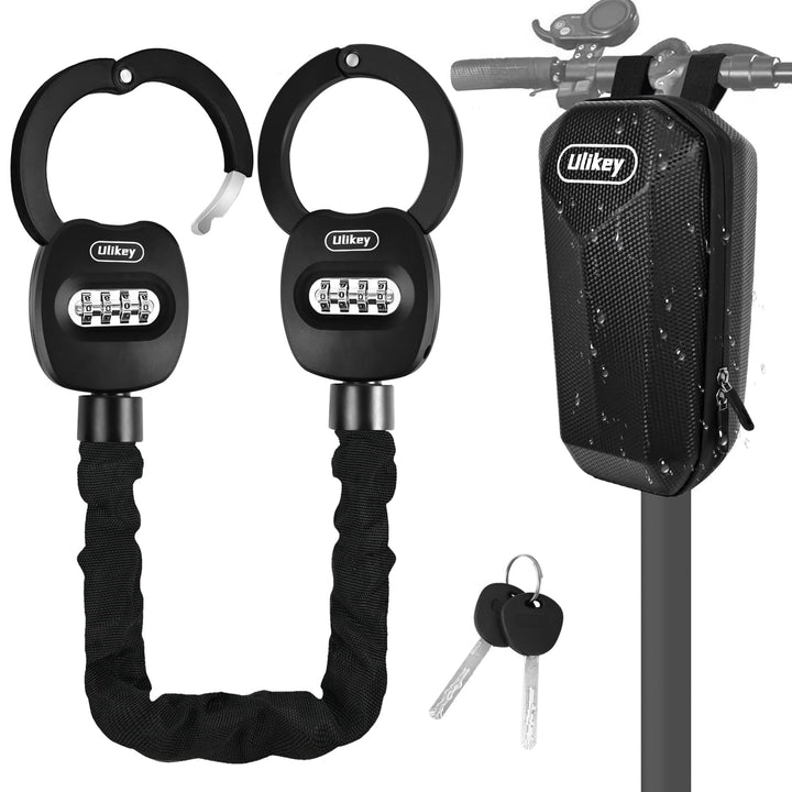 Ulikey Zahlen E Scooter Schloss, 95cm Handschellenschloss mit Zahlencode, Reset-Code-Schlüssel Fahrr