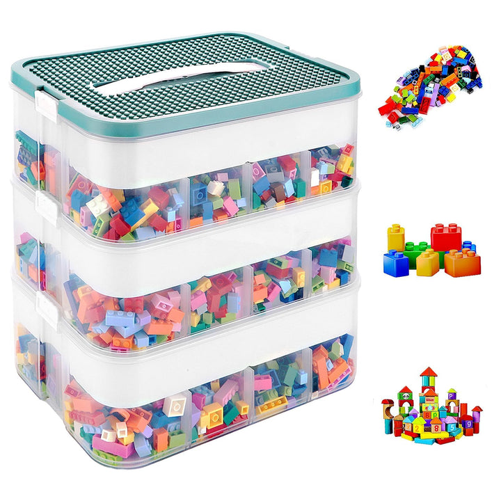 JMIATRY Aufbewahrungsboxen mit Deckel 30.5x23x32.5 cm, 3 Stufen Boxen Aufbewahrung Transparent Sorti