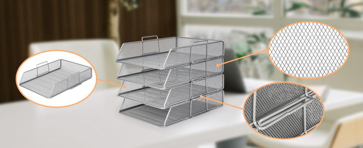 EXERZ Briefablagen 4tlg/ Papiersortierer/Schreibtisch multifunktionaler Organiser/Dateihalter für Bü