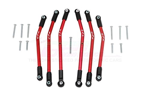 GPM for Traxxas TRX-4 Trail Defender Crawler Aluminum Adjustable Suspension Links - 6Pc Set Red