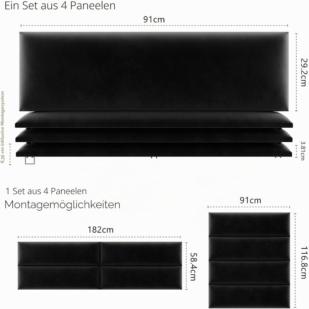 VANT Gepolsterte Kopfteile - Accent Wall Panels - 4er Packungen - Einfach Installieren - König Zwill