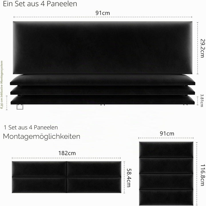 VANT Gepolsterte Kopfteile - Accent Wall Panels - 4er Packungen - Einfach Installieren - König Zwill