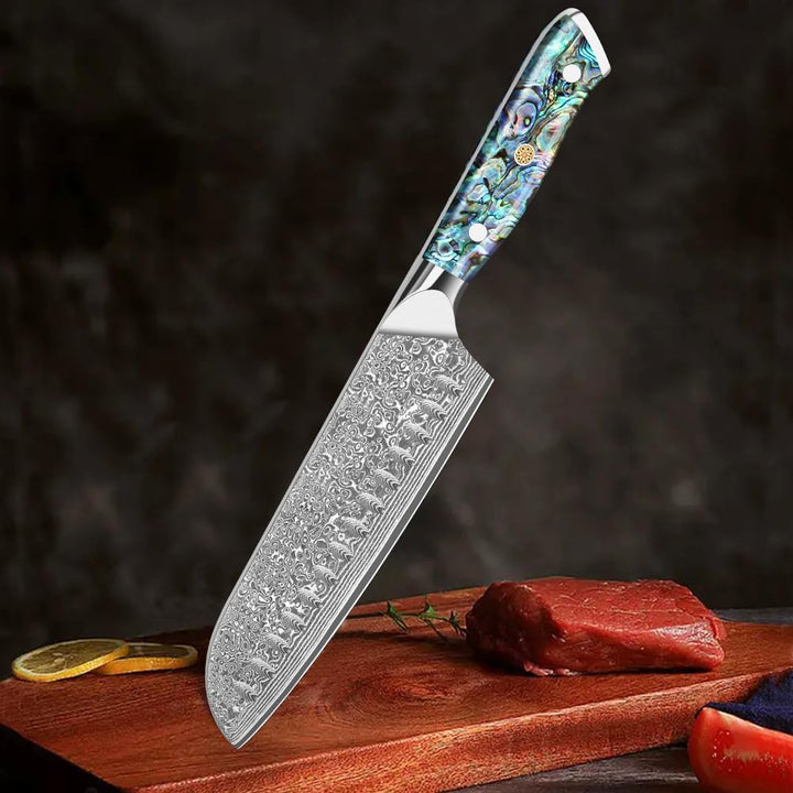 Home Safety Damastmesser Santoku Messer mit extrem Scharf 18cm Klinge aus 67 Lagen VG-10 Damaststahl