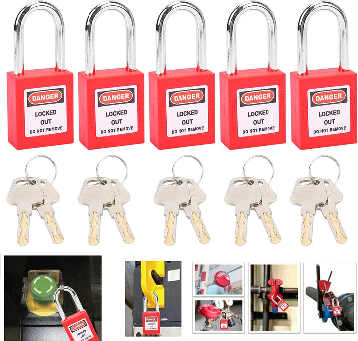Lockout Tagout-Schlösser 5 Sätze Sicherheitsvorhängeschloss Vorhängeschloss Klein mit 2 Schlüssel LO