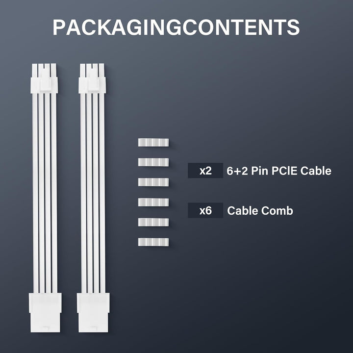 Verlängerungskabel-Adapter ATX 8-polig auf ATX 8-polig (6+2) Stecker, Weiss, für PC Build, High-End-