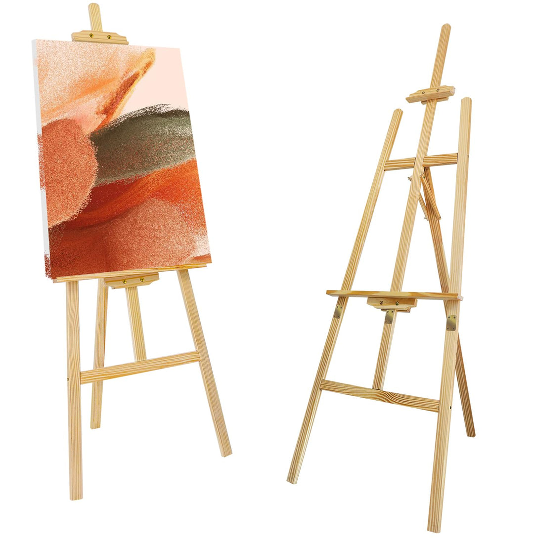 Künstler Staffelei aus Holz Gross 150cm, Leinwände bis 116cm, Verstellbare Leinwand Ständer, Holzsta