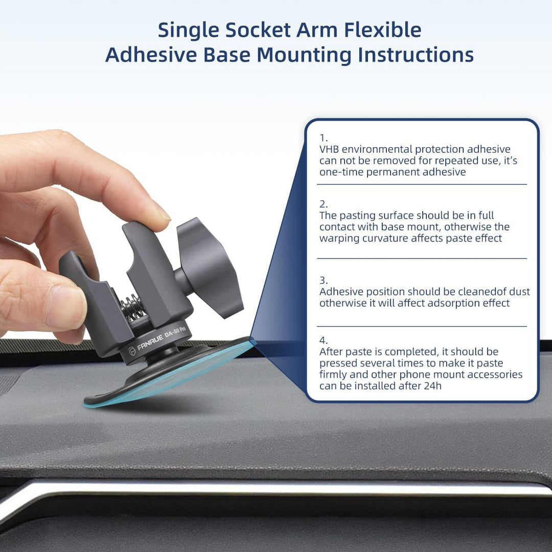 FANAUE Verbindungsarm mit Klebende Kugelkopfbasis Kompatibel mit RAM Mount B Grösse 1" Kugelkopf Ada