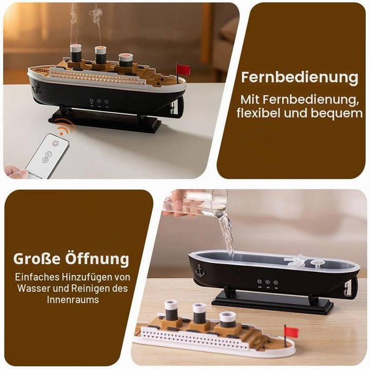 Aroma Luftbefeuchter, Simulierter Schiffsbefeuchter, Quallennebel Aromadiffusor, Schiffsmodell, Arom