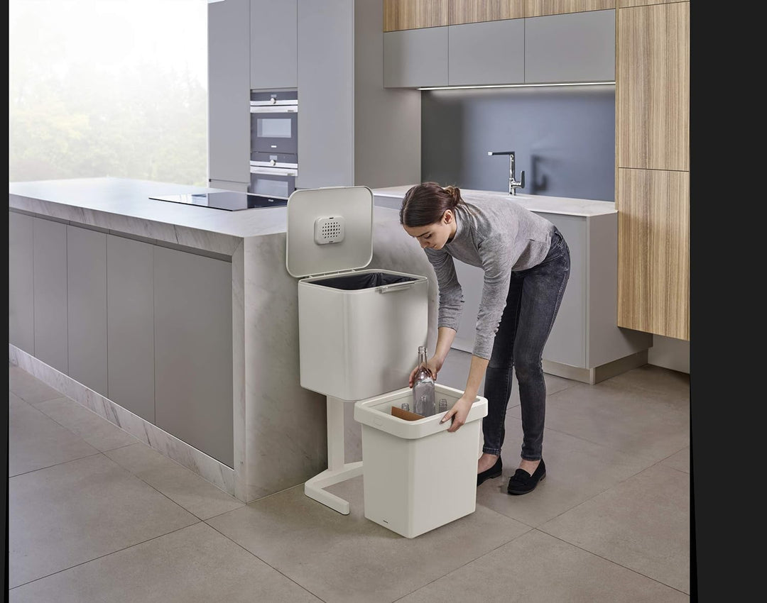Joseph Joseph 30091 Joseph Totem Pop - Mülltrennungs und Recyclingeinheit 60 Liter - steinfarbig, 60